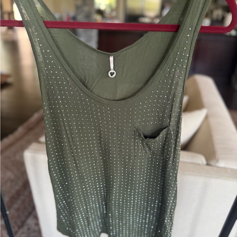 Robin K Olive Studded Tank Top
